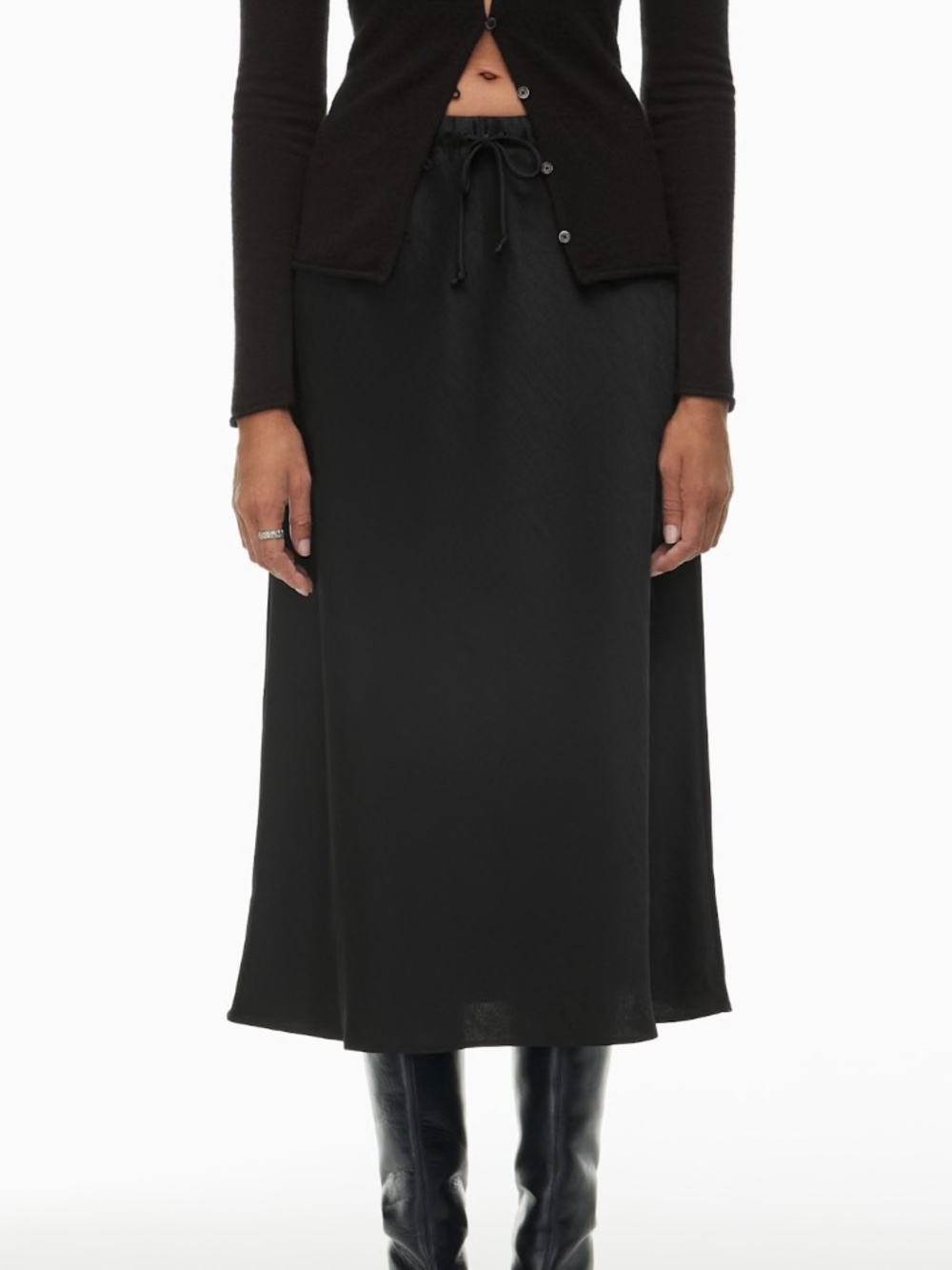 $128 Aritzia Wilfred Piano High Rise Satin Midi Slip Skirt Women's Size